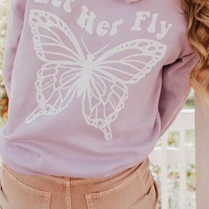 Let her fly butterfly hoodie in lavender